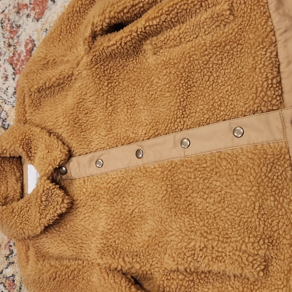 Madewell Light Brown Womens Small Fuzzy Button Down Jacket Granola - Picture 2 of 5